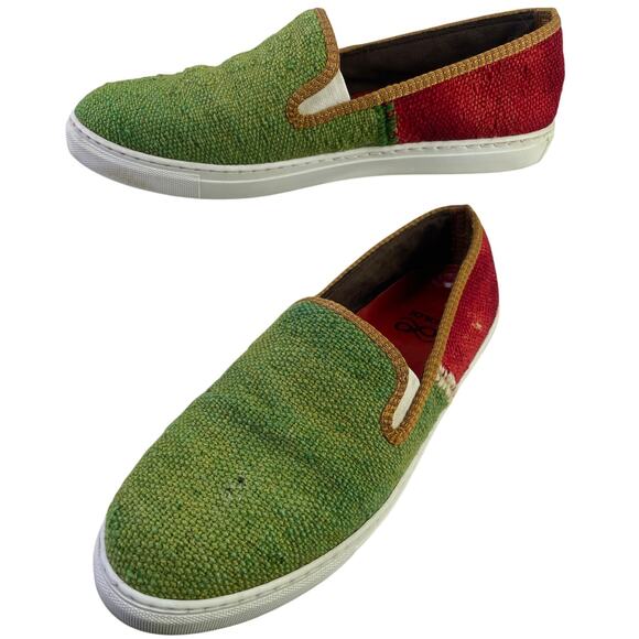 LOLOI Mens One Time Release One of a Kind Green Red Blue Tan Slip On Loafer S 44 - Picture 2 of 13